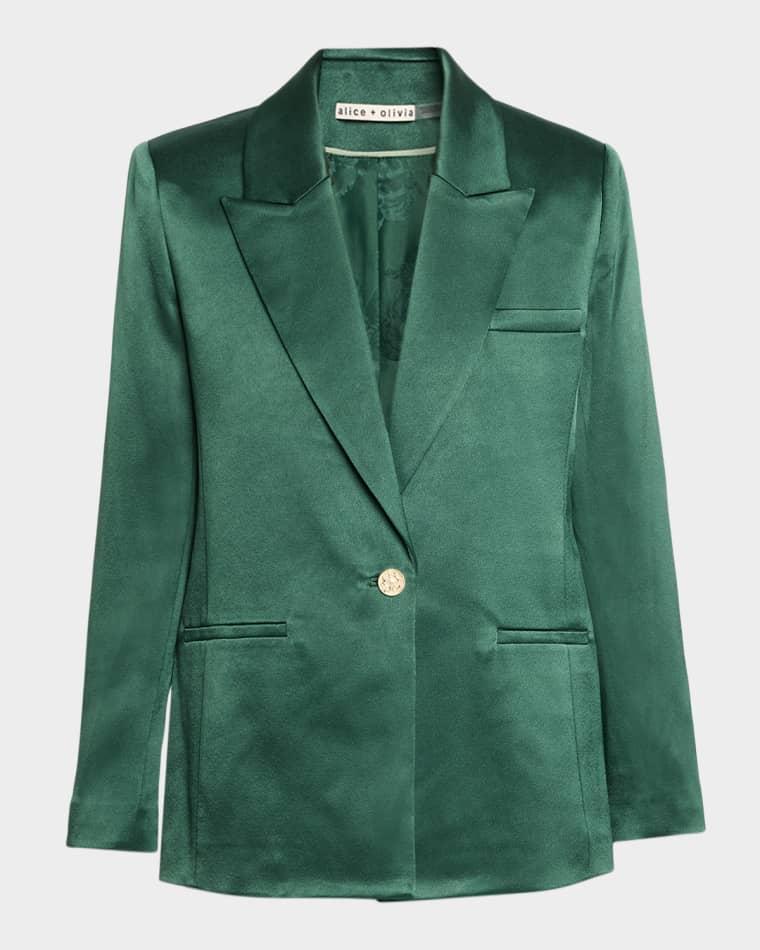 Silas Satin Single-Breasted Blazer by ALICE+OLIVIA