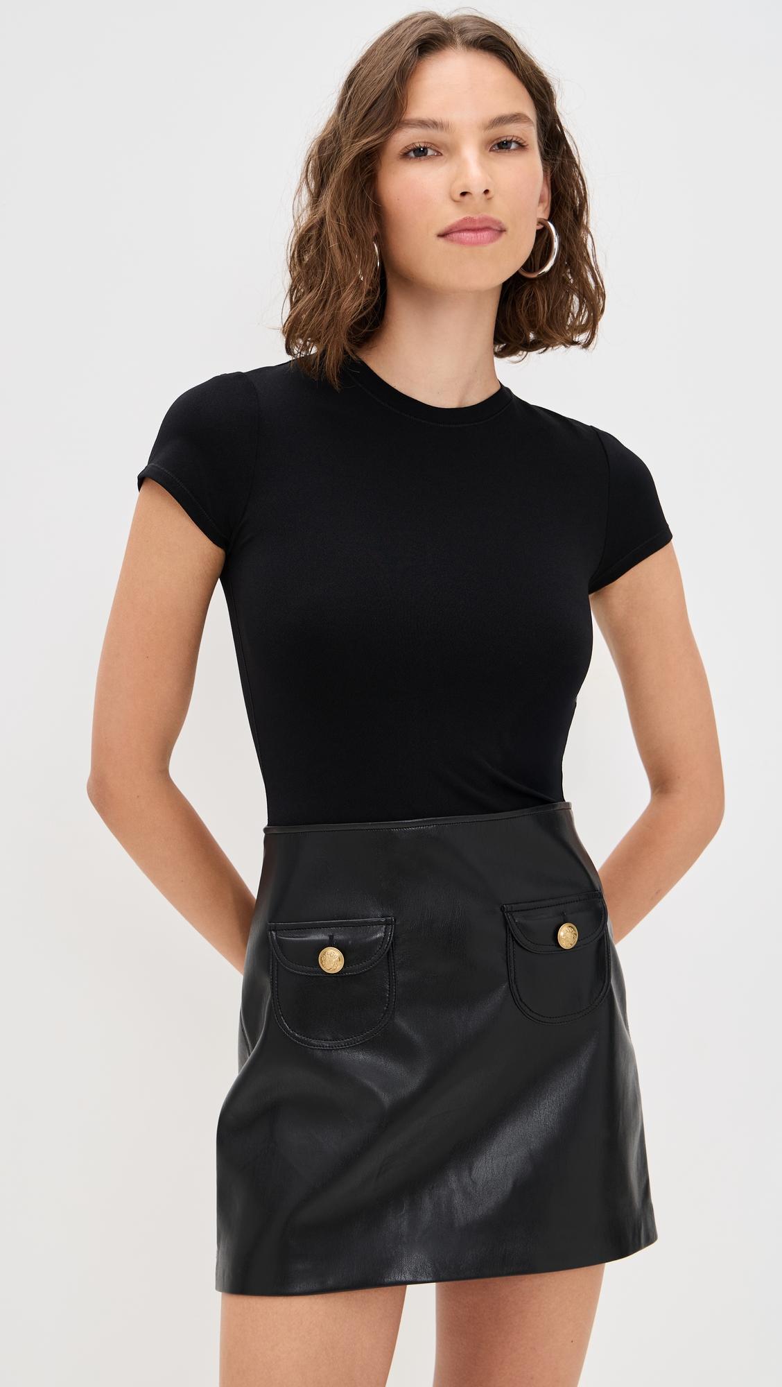 Sydney Vegan Leather A Line Dress With Pocket Detail by ALICE+OLIVIA