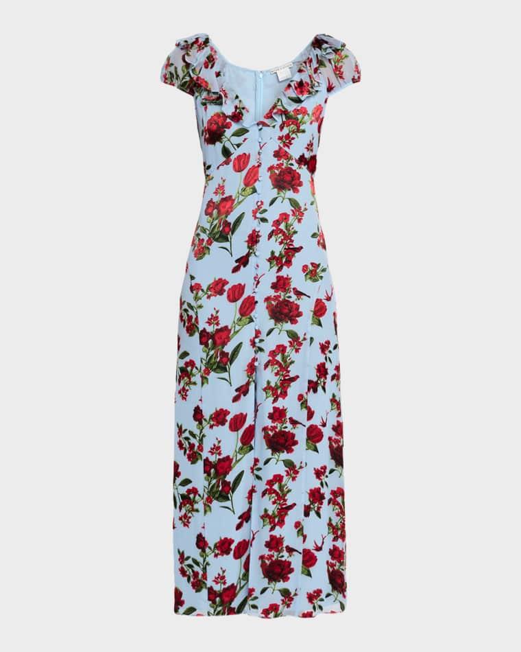 Tara Short-Sleeve Ruffle Maxi Dress by ALICE+OLIVIA