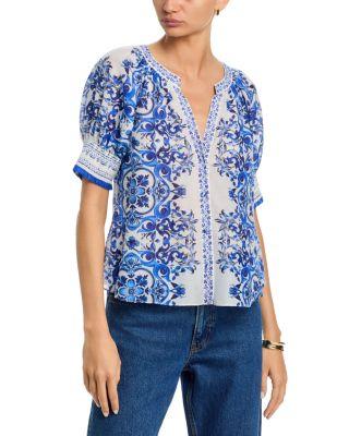 Thalia Puff Sleeve Button Front Top by ALICE+OLIVIA