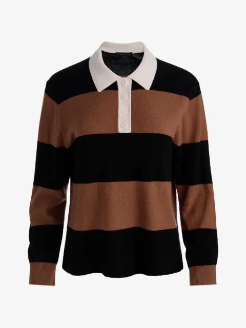 Tillie striped long-sleeve polo-collar sweater by ALICE+OLIVIA