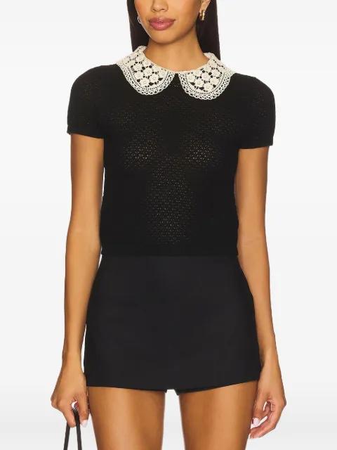 crochet-collar short-sleeve top by ALICE+OLIVIA