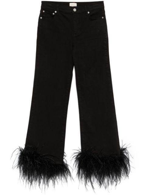 feather-trim jeans by ALICE+OLIVIA