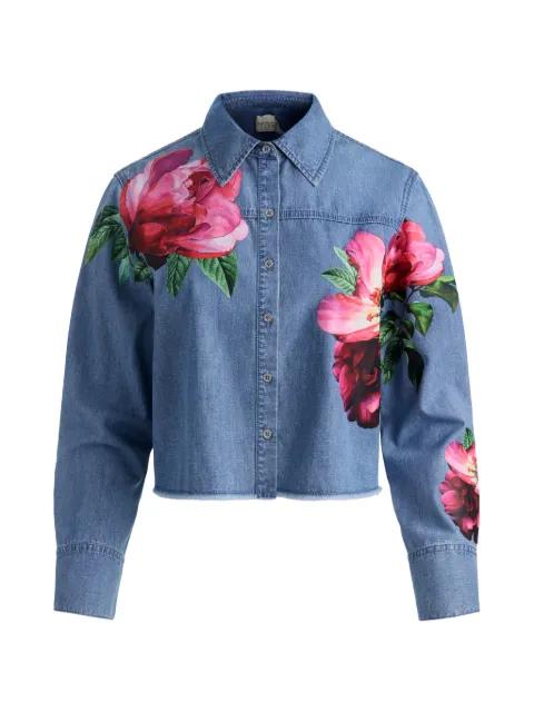 floral cropped denim shirt by ALICE+OLIVIA