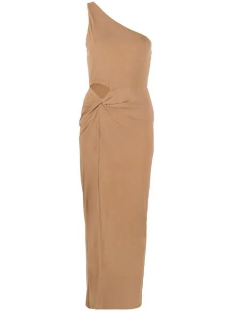 one-shoulder slit-detail dress by ALICE+OLIVIA
