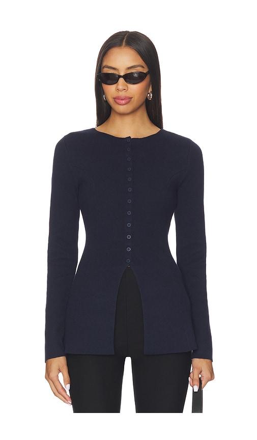 ALIGNE Daphne Waisted Knit Cardigan in Navy by ALIGNE