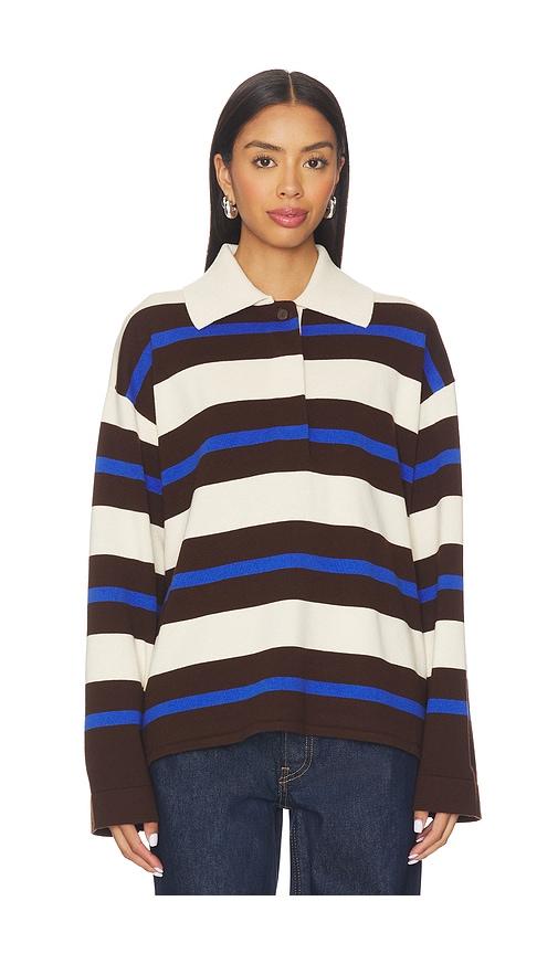 ALIGNE Ester Merino Rugby Top in Cream,Chocolate by ALIGNE
