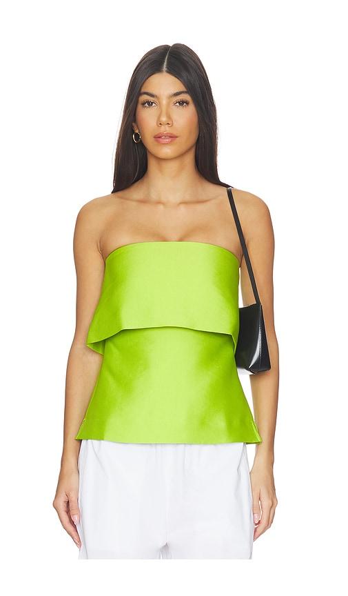 ALIGNE Felix Satin Strapless Top in Green by ALIGNE