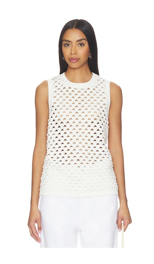 ALIGNE Jeanie Crochet Knitted Vest in White by ALIGNE