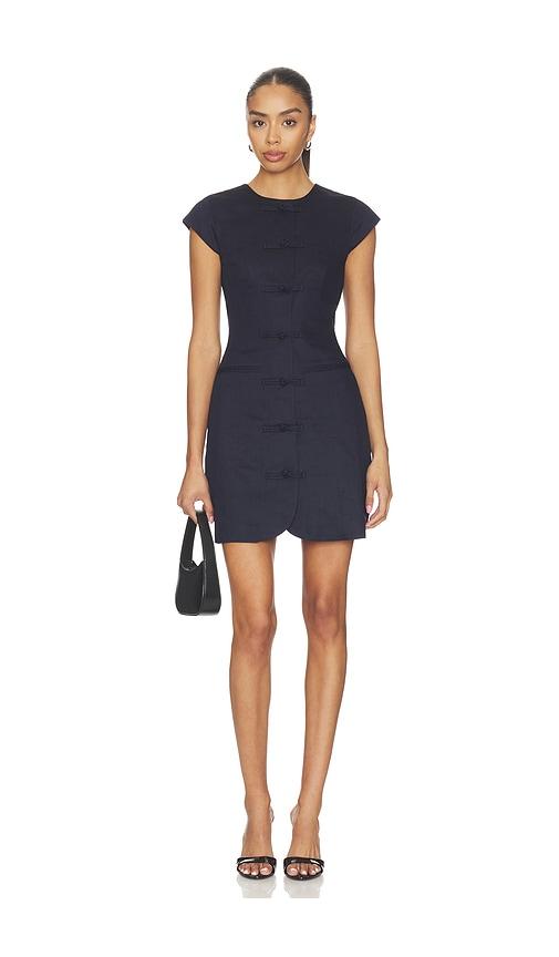 ALIGNE Jennie Linen Mix Dress in Navy by ALIGNE