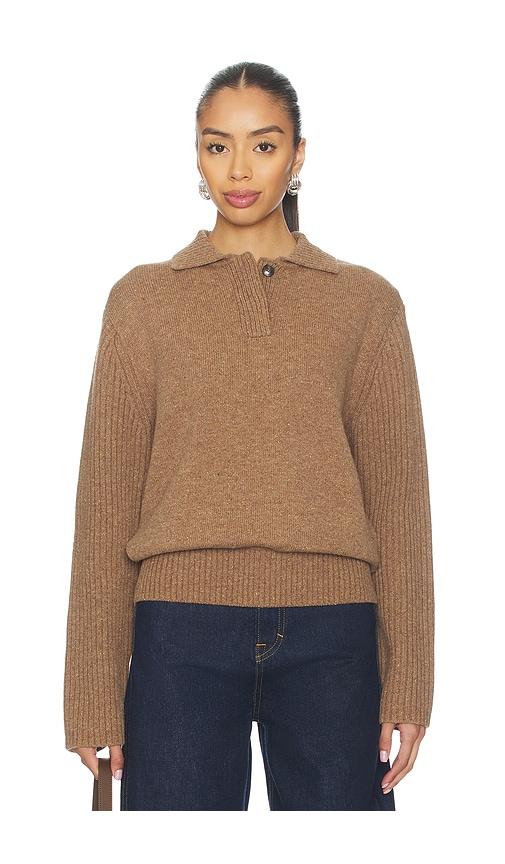 ALIGNE Jill Merino Rugby Pullover in Brown by ALIGNE