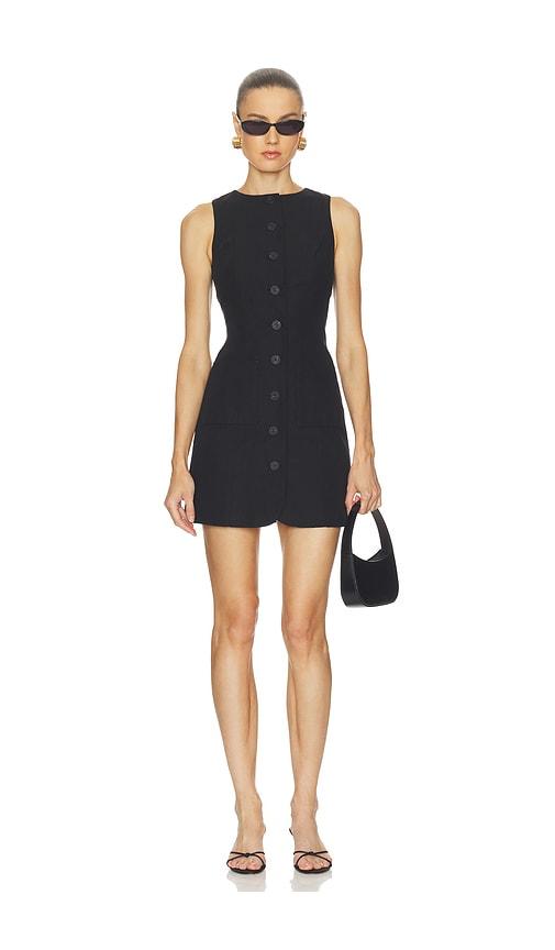 ALIGNE Leah Linen Mix Dress in Black by ALIGNE