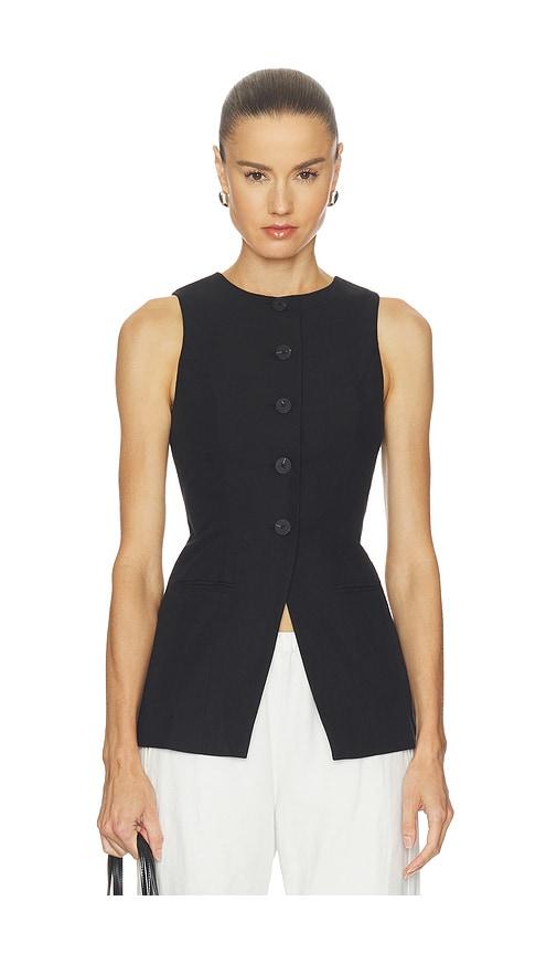 ALIGNE Leo Linen Mix Waistcoat in Black by ALIGNE