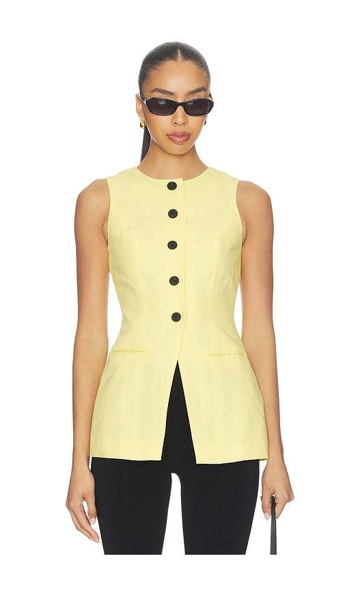 ALIGNE Leo Linen Mix Waistcoat in Lemon by ALIGNE