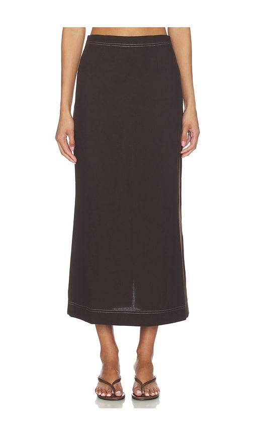 ALIGNE Mia Linen Mix Skirt in Chocolate by ALIGNE
