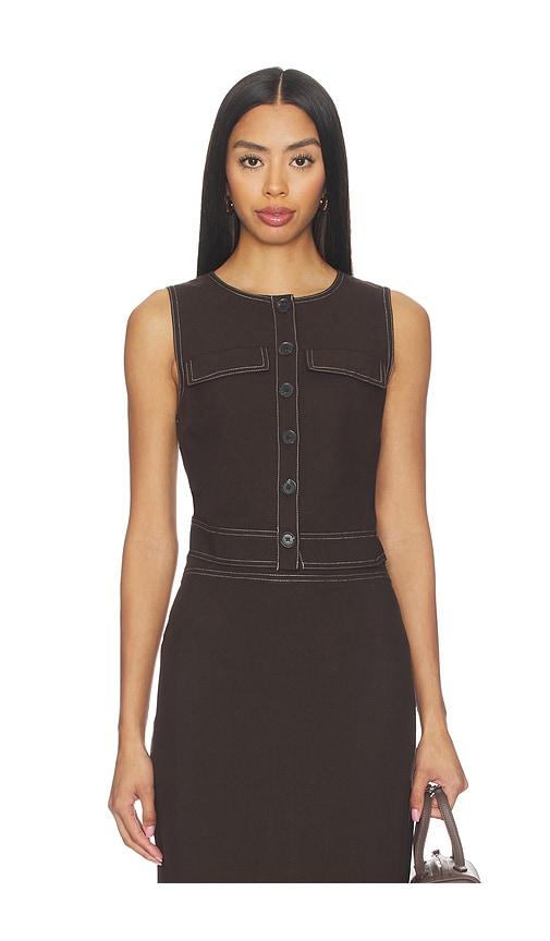 ALIGNE Summer Linen Mix Waistcoat in Chocolate by ALIGNE