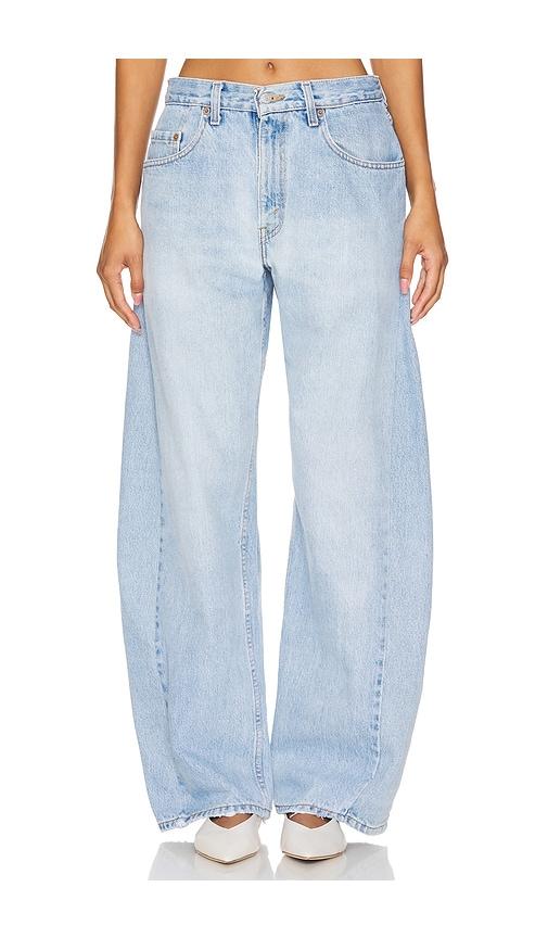 aligrace Vintage Barrel Wide Leg Jeans in Denim-Light by ALIGRACE