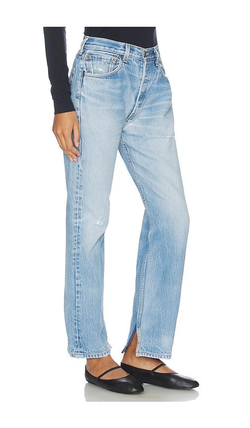 aligrace Vintage Relaxed Split Jeans in Blue by ALIGRACE