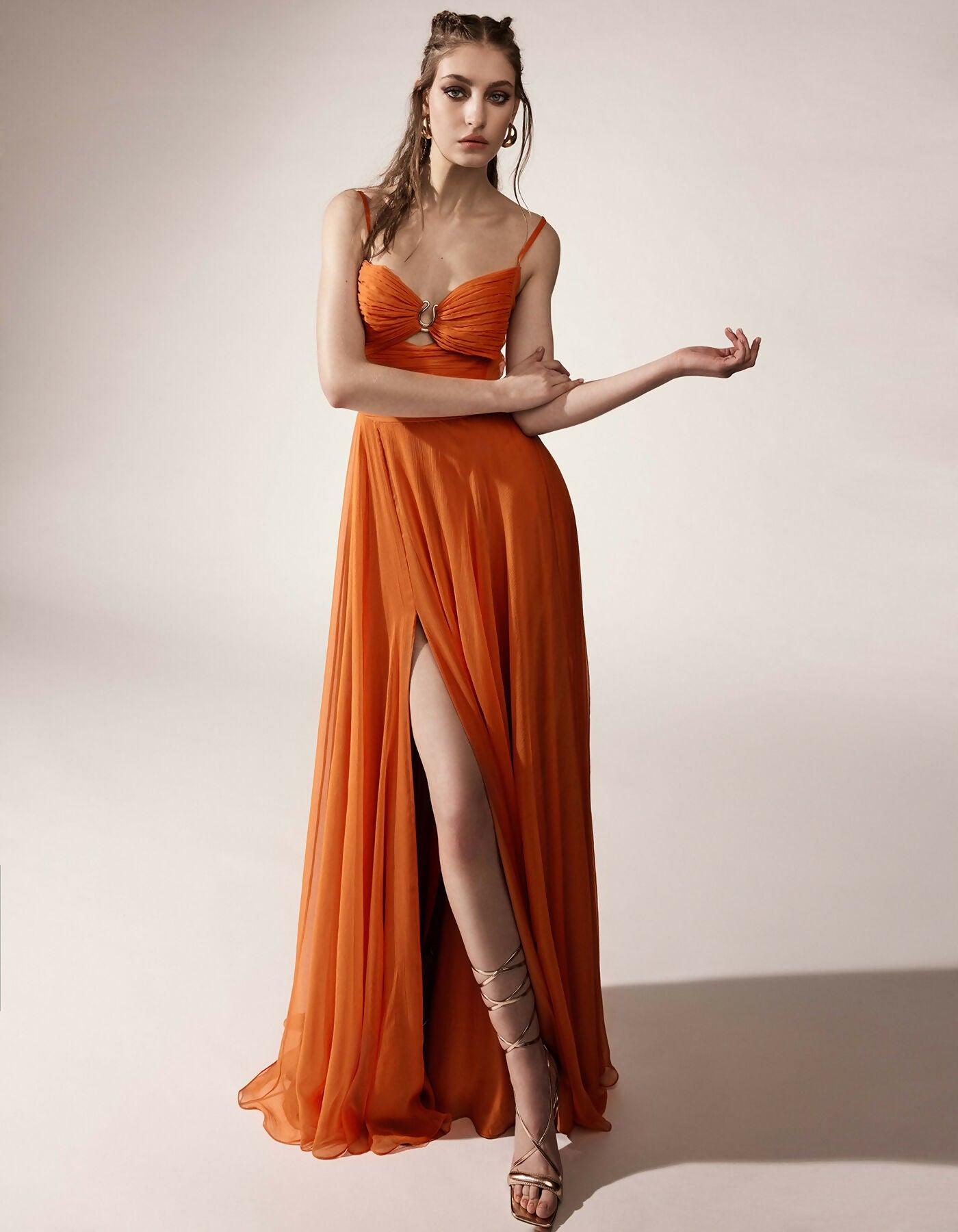 Gamma Dress Tangerine Orange by ALINA CERNATESCU