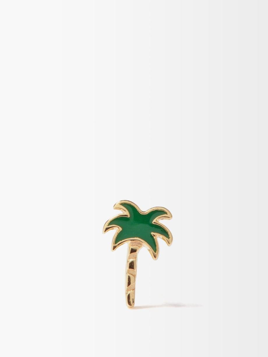 Palm Tree enamel & 14kt gold single earring by ALISON LOU