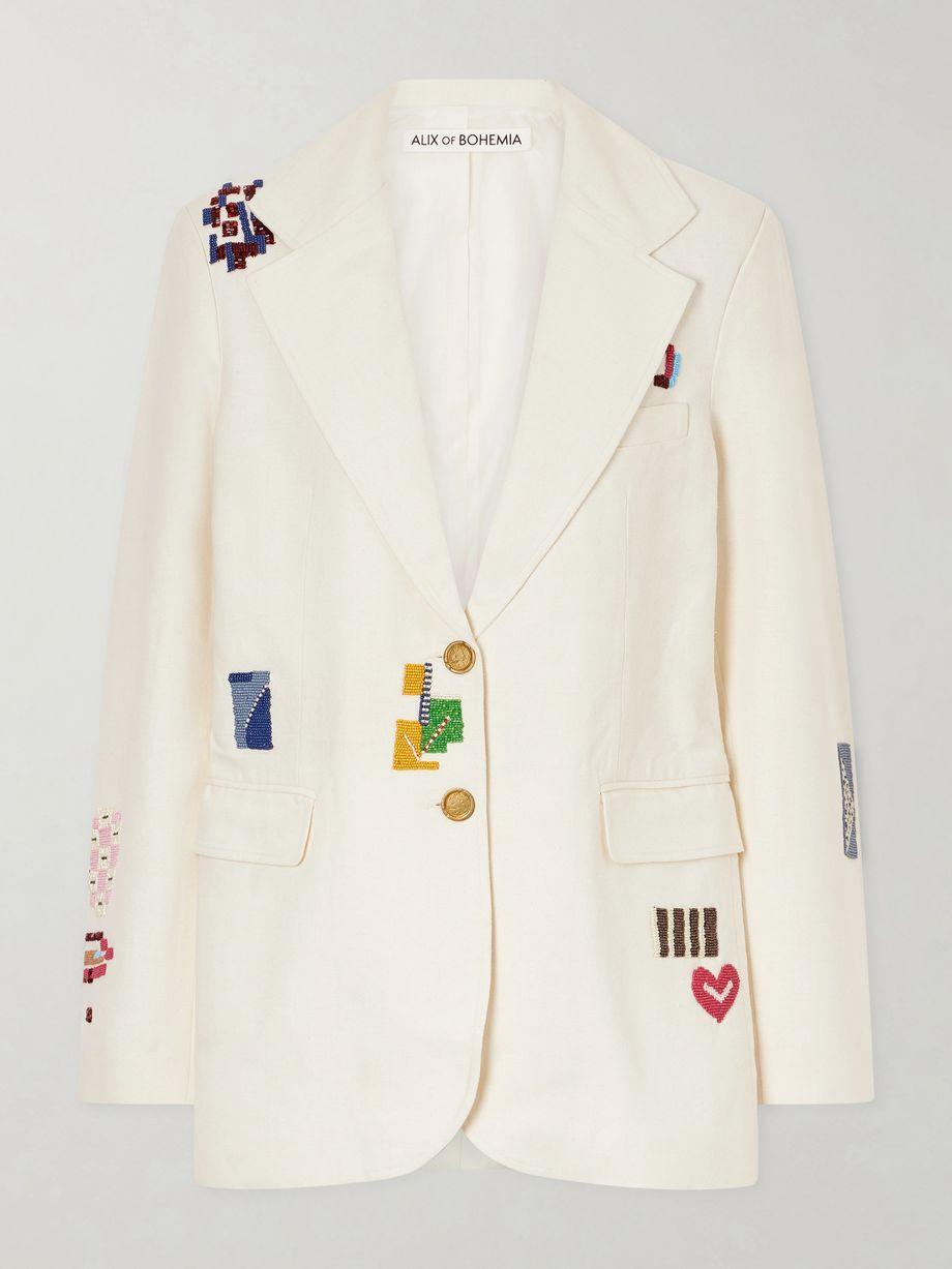 Afternoon Abstract Tile bead-embellished silk blazer by ALIX OF BOHEMIA