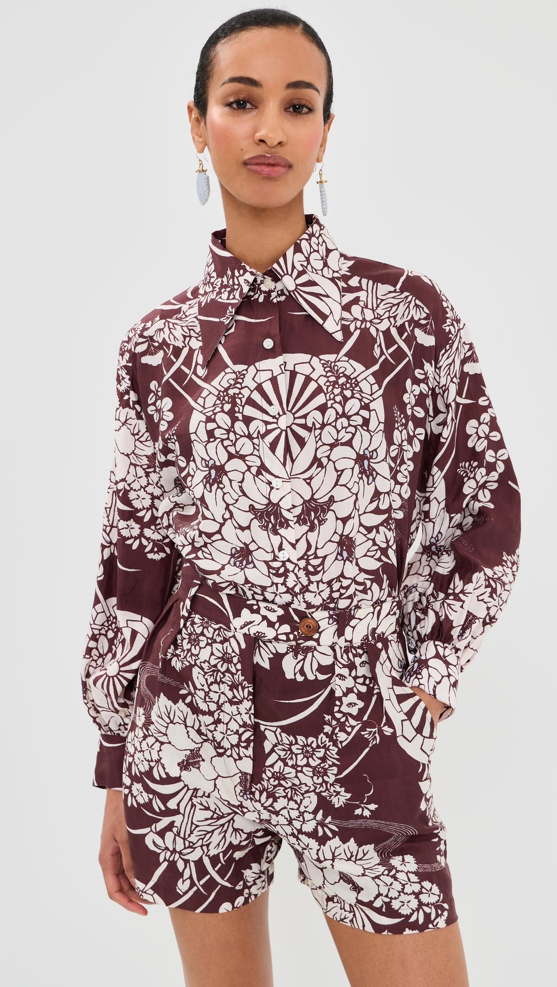 Emery Auburn Spoke Silk Shirt by ALIX OF BOHEMIA