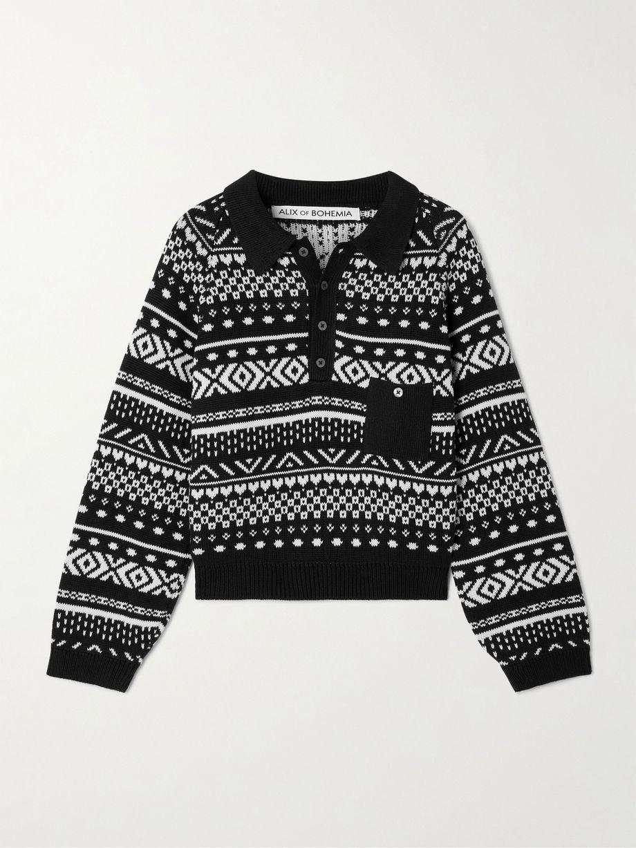 Liza Fair Isle cotton polo sweater by ALIX OF BOHEMIA