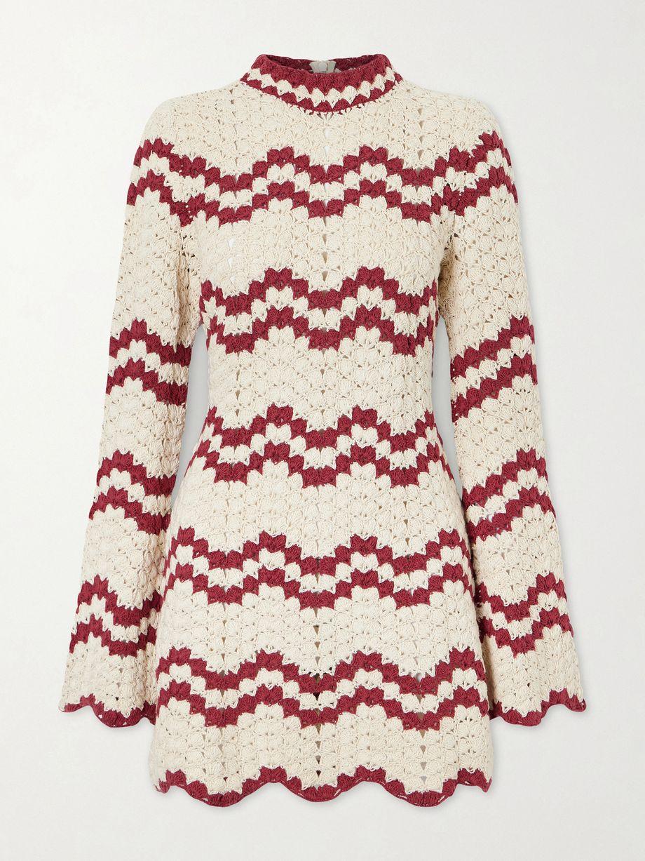 Romy scalloped striped crocheted cotton mini dress by ALIX OF BOHEMIA
