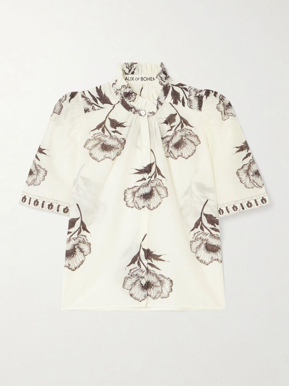 Winn Obsidian Poppy floral-print cotton and silk-blend blouse by ALIX OF BOHEMIA
