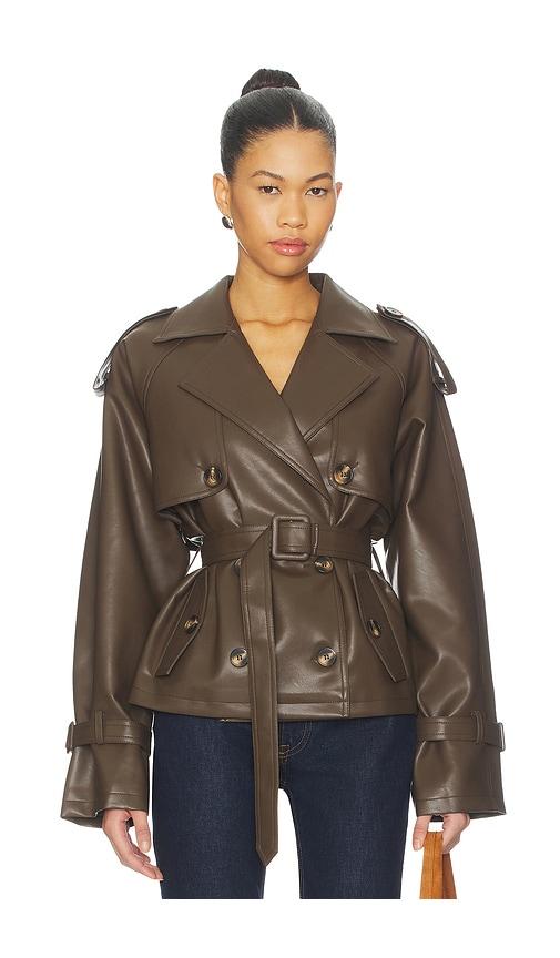 ALL THE WAYS Ahmeira Faux Leather Jacket in Brown by ALL THE WAYS