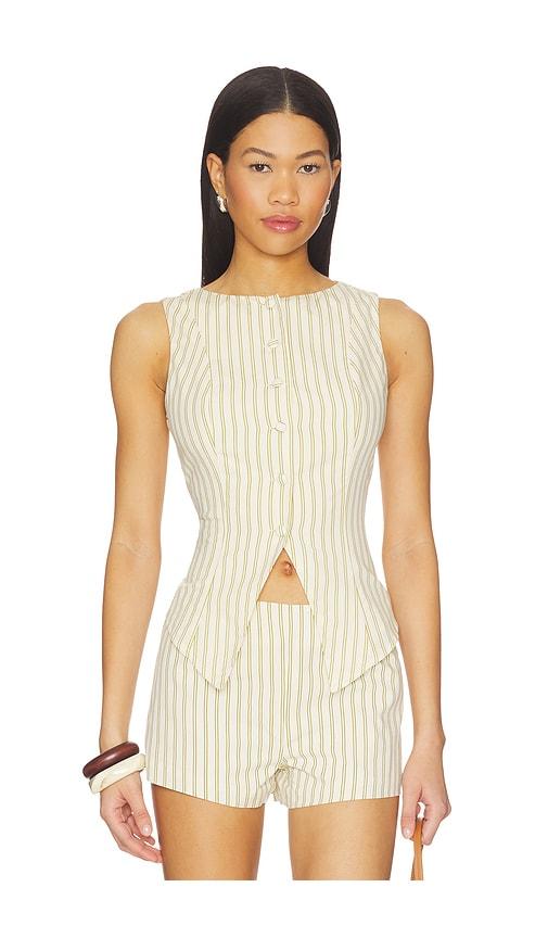 ALL THE WAYS Alerie Button Front Top in Cream by ALL THE WAYS