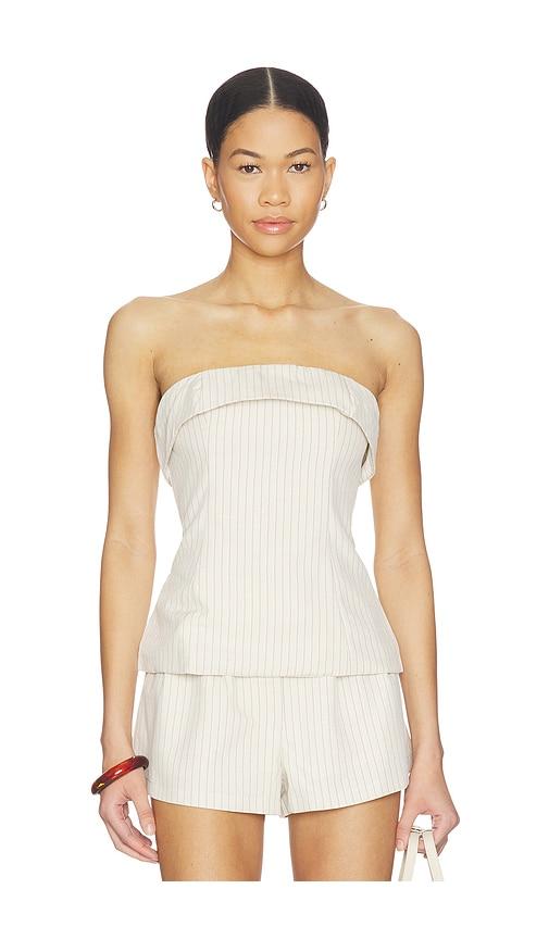 ALL THE WAYS Braylon Strapless Top in Beige by ALL THE WAYS