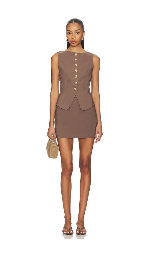 ALL THE WAYS Breeta Mini Skirt Set in Brown by ALL THE WAYS