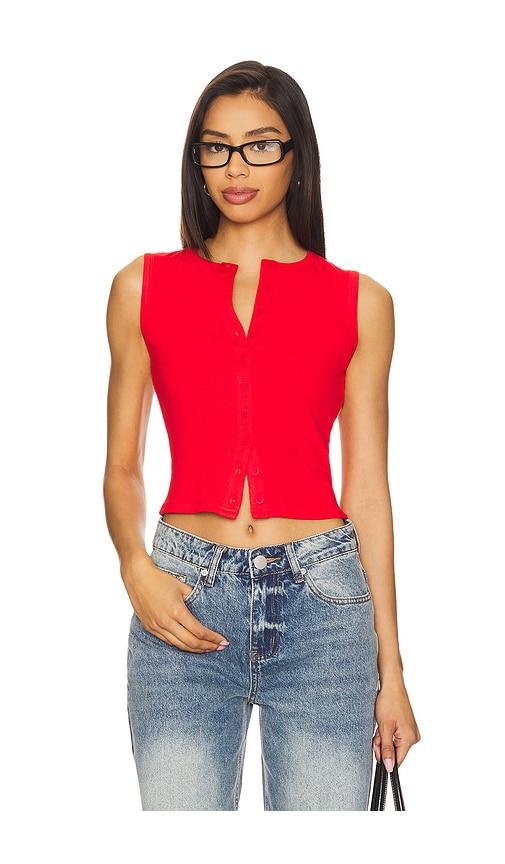 ALL THE WAYS Cassie Button Front Top in Red by ALL THE WAYS ALL THE WAYS Cassie Button Front Top in Red by ALL THE WAYS
