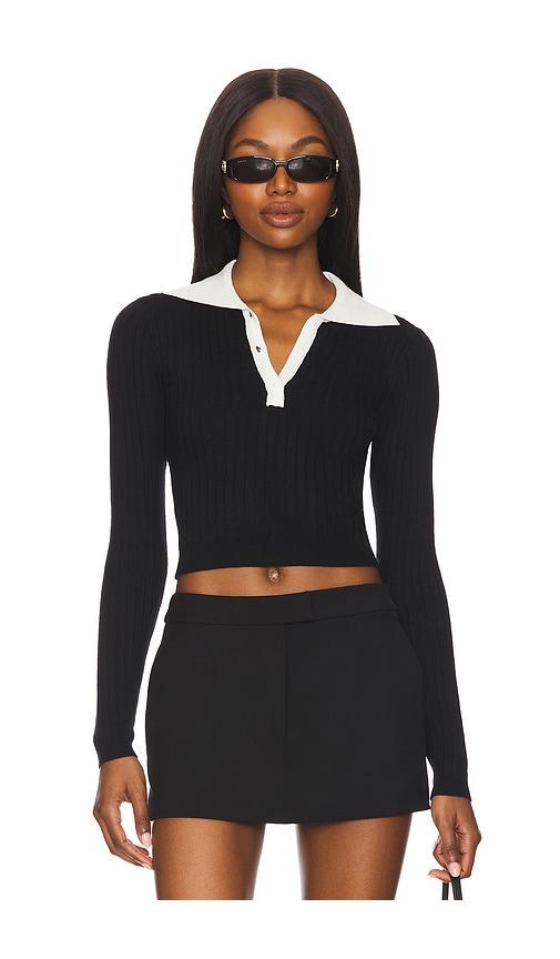 ALL THE WAYS Helena Polo Sweater in Black by ALL THE WAYS