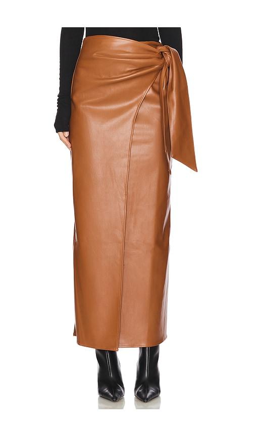 ALL THE WAYS Kassidy Faux Leather Skirt in Brown by ALL THE WAYS