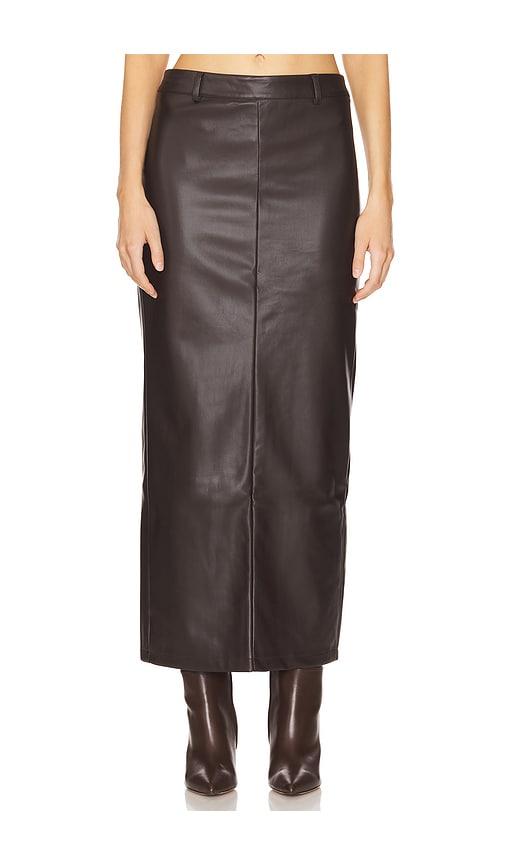 ALL THE WAYS Kayla Faux Leather Skirt in Chocolate by ALL THE WAYS