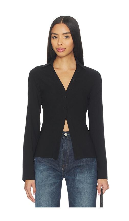 ALL THE WAYS Madeline Button Front Top in Black by ALL THE WAYS