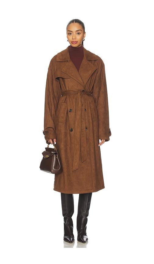 ALL THE WAYS Milana Faux Suede Coat in Brown by ALL THE WAYS