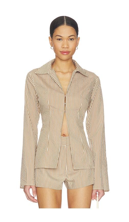 ALL THE WAYS Reed Top in Brown,White by ALL THE WAYS
