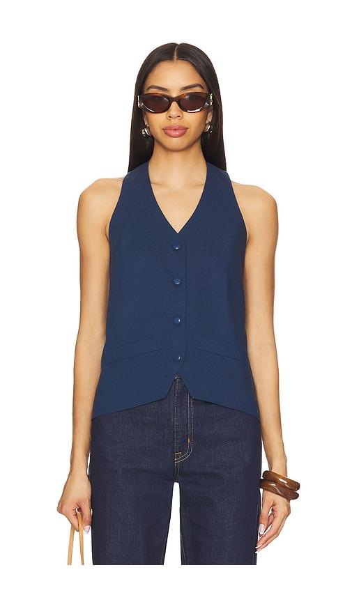 ALL THE WAYS Rhae Open Back Vest in Navy by ALL THE WAYS