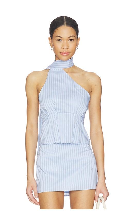 ALL THE WAYS Sandy Tie Neck Top in Baby Blue by ALL THE WAYS