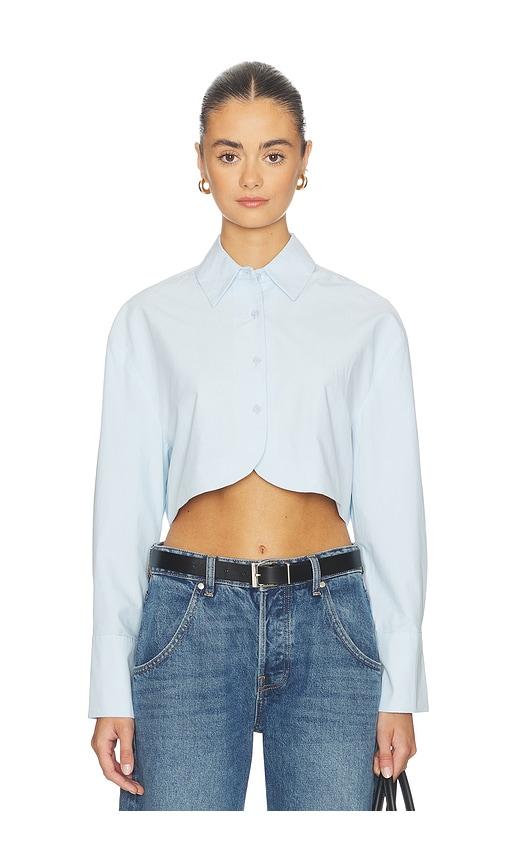 ALL THE WAYS Tara Button Up Top in Baby Blue by ALL THE WAYS