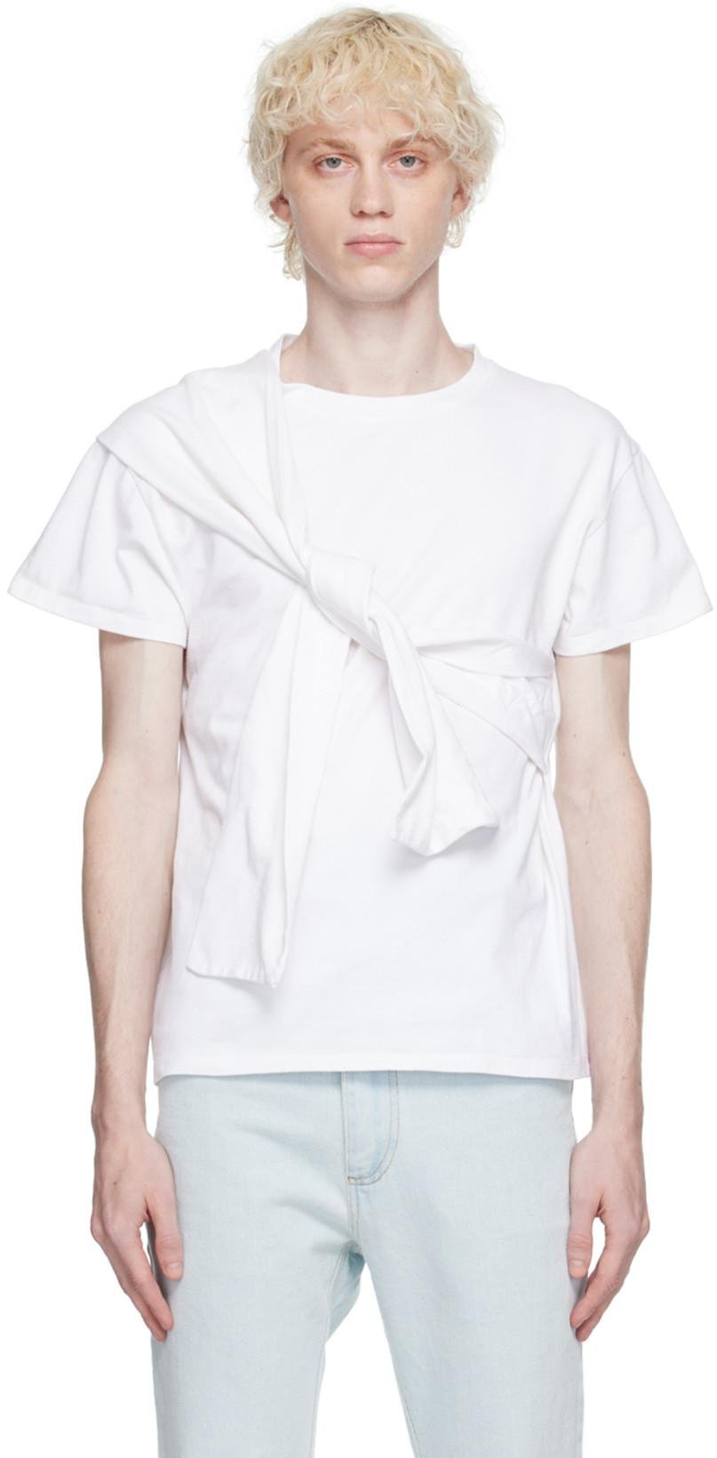 White Tie-Up T-Shirt by ALLED-MARTINEZ