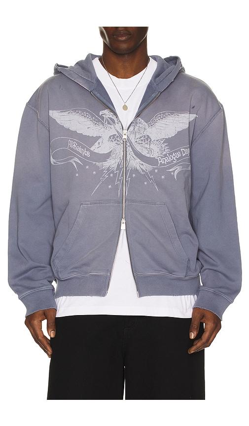 ALLSAINTS Aeterna Zip Through Sweater in Blue by ALLSAINTS