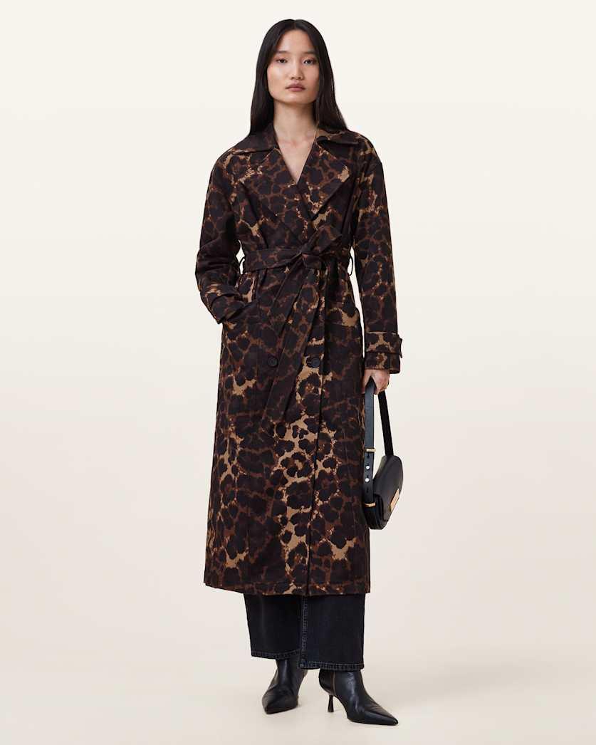 Abel Leopard Print Trench Coat by ALLSAINTS