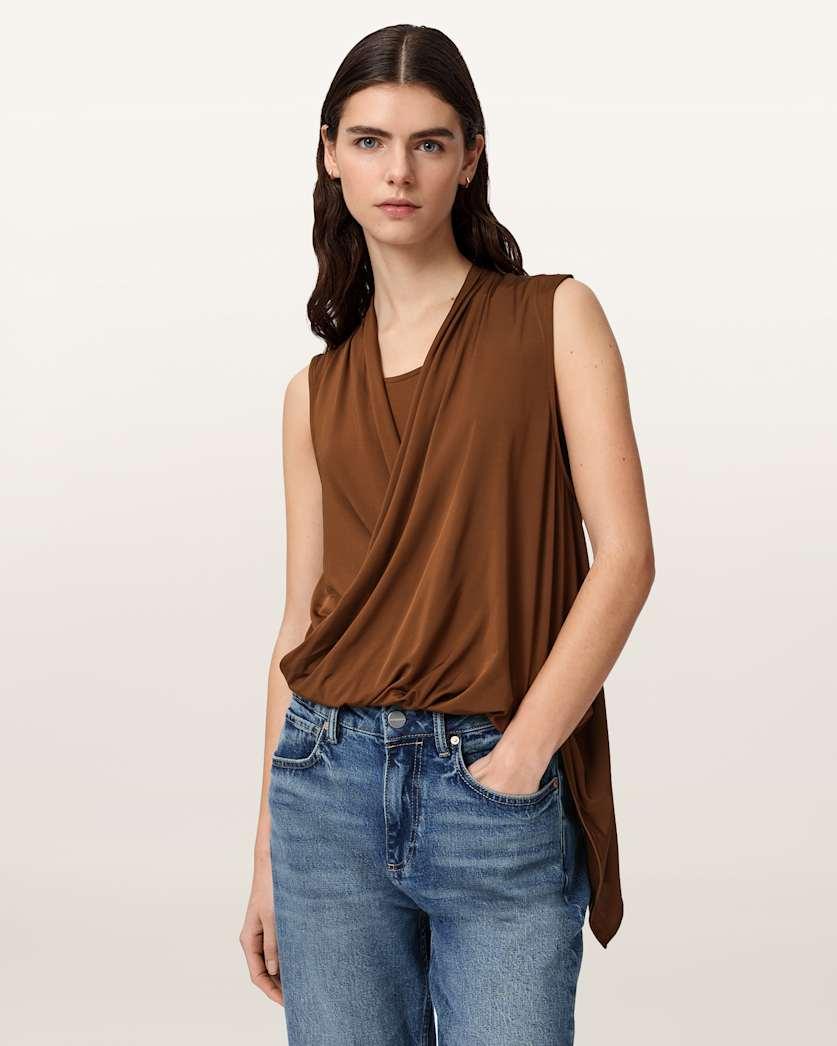 Adaline V-Neck Wrap Top by ALLSAINTS