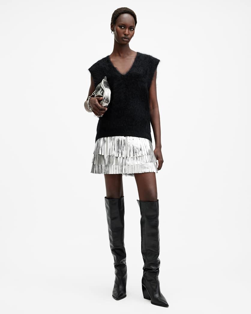 Aisha Metallic Tassel Mini Skirt by ALLSAINTS