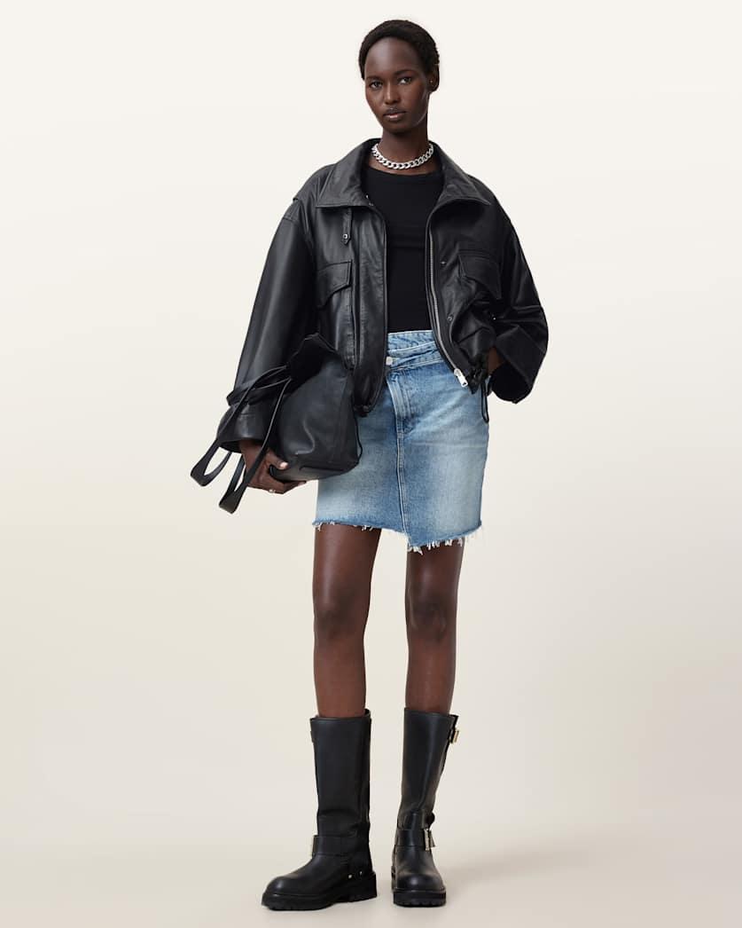 Aki Crossover Denim Skirt by ALLSAINTS