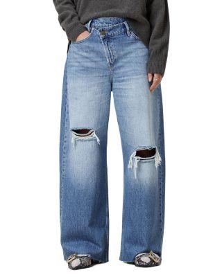 Aki Crossover High Rise Wide Leg Jeans in Light Indigo by ALLSAINTS